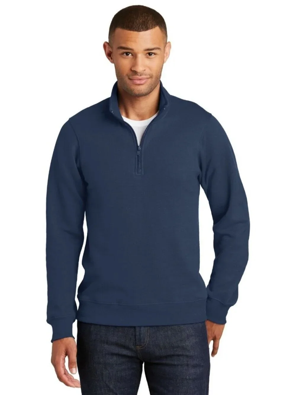 Banana Republic Men's M Navy Blue 1/4 Zip Pullover Sweatshirt Cotton Blend e1496